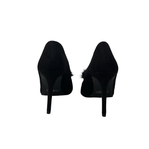 New York & Co black faux suede pompom pump heels shoes size 10 - Picture 13 of 16